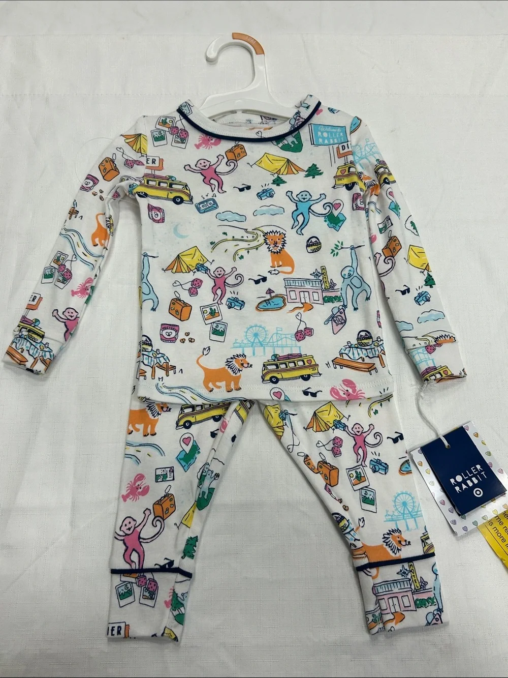 Roller Rabbit x Target Toddler White Multicolor Travel Print Pajama Set